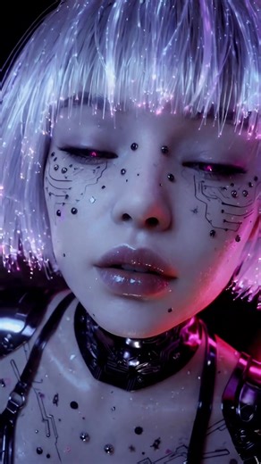 Neon-drenched cybernetic beauty—where flesh meets chrome and light becomes emotion. Every reflection tells a story… every glow feels alive. This is the future of human expression—hyperreal, electric, and untouchably cinematic. ⚡💙💜 #fyp #ai #cyberpunk #neon #cinematic