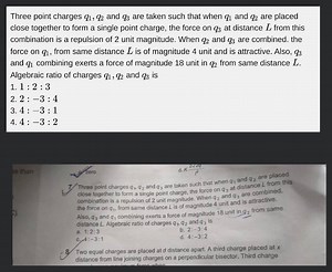 Three point charges q_{1}, q_{2} and q_{3} are taken such that ... | Filo