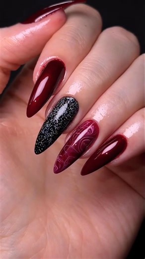 Blood red nails for the perfect vampire vibe 🩸 #shortsfeed #nails #shorts