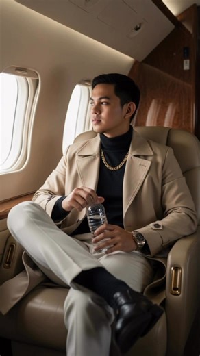 Gemini AI PROMPT: 1. Open Gemini App/Website 2. Upload Your Photo 3. Copy & Paste this prompt: Full body cinematic shot, 45-degree low-angle perspective, shot on iPhone 16. A modern man (use reference photo) with realistic facial features, hair, natural skin texture with visible pores, ultra detailed, ray tracing, hyper-realistic. He is seated in a beige leather seat inside a luxury private jet, legs crossed in a relaxed manner with a confident editorial posture. His face is turned toward the ai