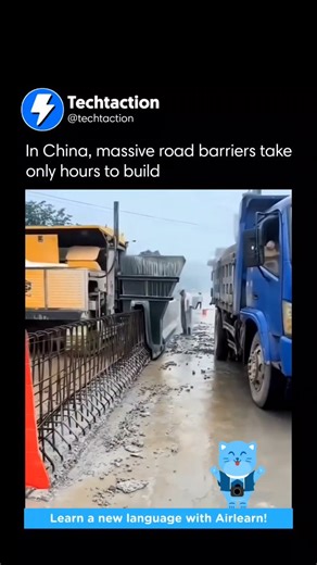 Interesting Tech Videos!🎬 | This isn’t just ordinary construction—it’s innovation in action. With the help of a slipform paver, workers can pour concrete and shape it... | Instagram