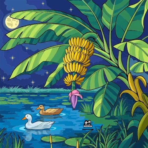 Relaxing pond in the night coloring video