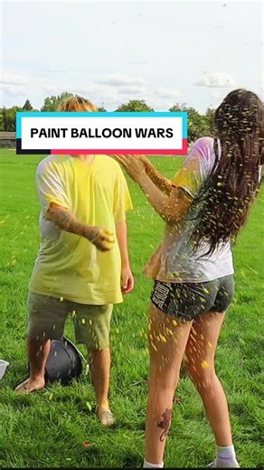 Girls had a paint balloon fight with us #paint #mess #paintballoon #girls #chaos