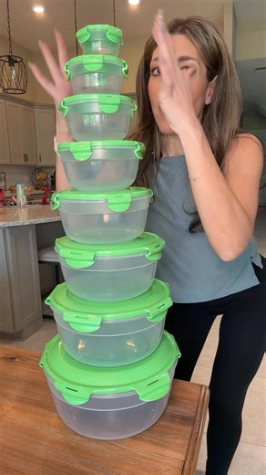 Lock & Lock containers are a kitchen game-changer. This 8-piece nestable set collapses down to almost nothing, saving so much cabinet space. The lids stay with each bowl, so you're never digging around trying to find a match. A size for everything - meal prep, leftovers, snacks, lunches, and more. #locknlock #qvc #containers #foodstorage | Mary Fortune