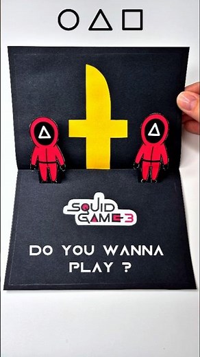 DIY SQUID GAME 3 Pop Up Card 🔺 Easy Paper Craft Gift Idea