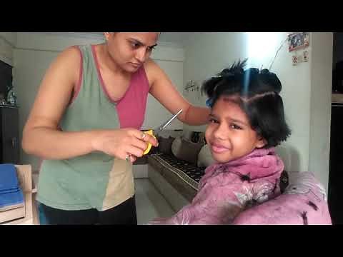 Hair Cut Tutorial💇 | Tried Pixie Cut on my daughters hair failed🤭 | see her new short hairs