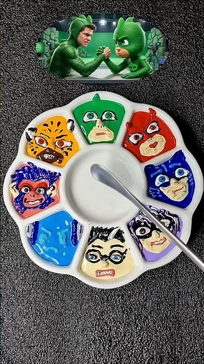 Painting PJ MASKS Characters Color Mixing #colormixing #satisfying #colors