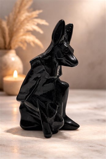 Black Obsidian Anubis Statue | Egyptian Jackal God Carving | Protective Grounding Crystal Decor | Spiritual Gift - Etsy