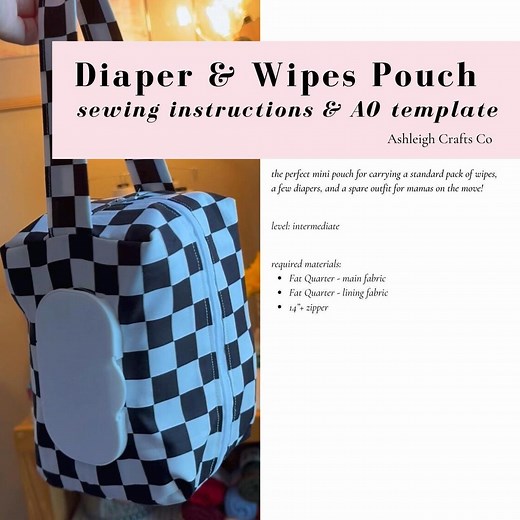 Diaper and Wipes Pouch Sewing Pattern, DIY Baby Shower Gift, A0 Sewing Template, Mini Diaper Pouch, PDF Digital Sewing Pattern - Etsy