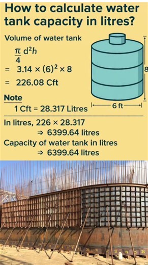Water tank volume | How to calculate water tank capacity |. . . . . . . #viralreelschallenge #highway #construction #Expressway #facebookreelsviral #facebookreel #reels | Engineering GURU
