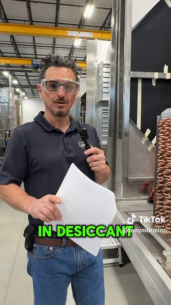 Here we get a rare glimpse into the inner workings of an active desiccant air handling unit. This unit is producing 35,000 CFM of 0.13 grains per pound of dry air. At approximately 30% through production, we get a cutaway view into an ultra low dewpoint dual wheel active desiccant air handling unit. This video was recorded at the new CDI factory in Owatonna Minnesota. At the heart of active desiccant dehumidification is moisture adsorption using a desiccant material. A desiccant is a substance w