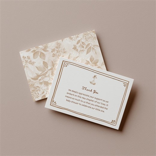 Baby Shower Thank You Card Template, Goose Baby Shower Thank You Note, Neutral Baby Shower, Canva, SGL - Etsy