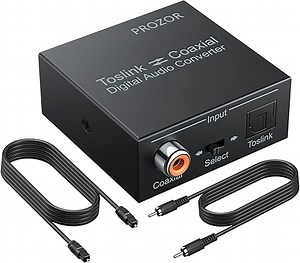 PROZOR Optisch Koaxial Bidirektional DA Wandler Digital Audio Konverter DAC Toslink SPDIF Coaxial Bidirektional Audio Adapter Splitter, DTS/Dolby-AC3 192 KHz