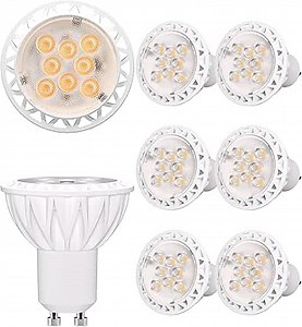 GU10 Dimmable LED Bulbs, 5W=50W, 4000K Natural White, 6-Pack - Energy Saving, 35000Hrs for Recessed/Track/Spot Lighting