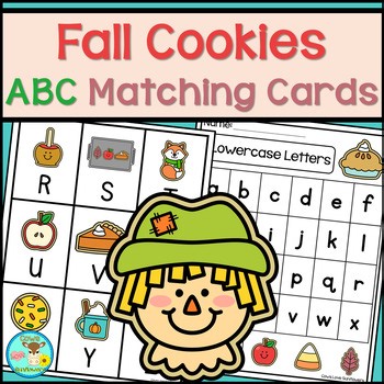 Alphabet Flashcards Uppercase Lowercase Matching ABC Letter Writing FALL COOKIES