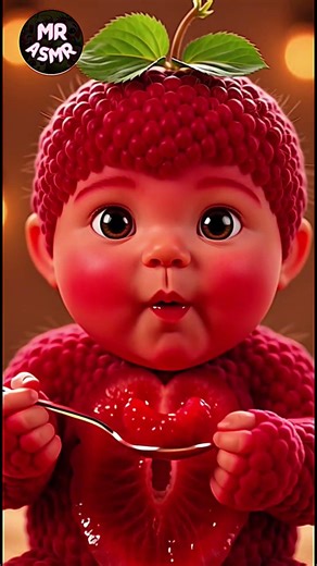 Tiny Raspberry Baby Eats Raspberry 🍓👶🍓 #asmr #viralvideo #1million