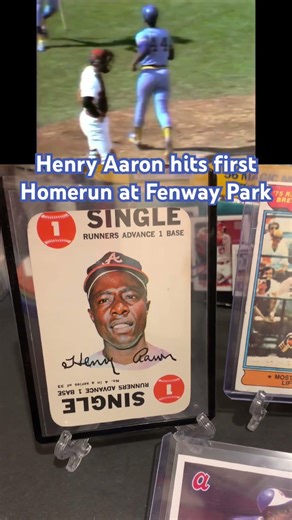 Henry Hank Aaron in the Milwaukee Brewers hits his first Homerun at Fenway Park. Baseball Cards.