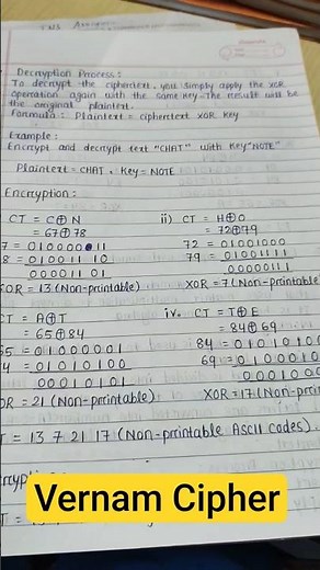 Vernam Cipher #shortsfeed #windows #viralvideo #viral #coding #cybersecurity #crytography #cyber