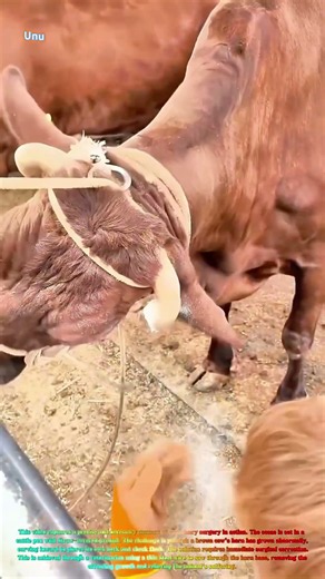 Satisfying Surgical Fix: Watch a Vet Saw Through a Horn Digging into Flesh! 🐂✂️