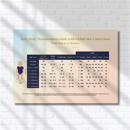 Printable Baby Size Chart: International Growth Guide - Digital Download - Etsy