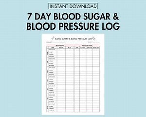 Blood Sugar Log and Blood Pressure Log Printable Blood Sugar Monitor PDF, Blood Sugar and Blood Pressure Tracking Printable Diabetes Record - Etsy