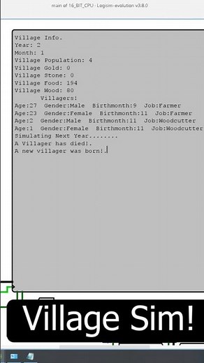 My 16-BIT CPU With RegisterFile updated (Village Sim Final) Logisim-evolution. #digitallogic