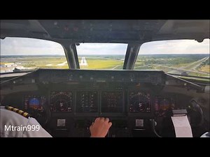 airTran 717 landing, DTW, cockpit view