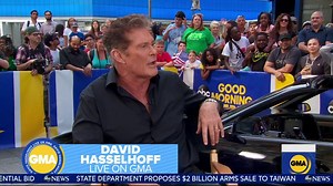 50K views · 930 reactions | David Hasselhoff on “Battle of the 80s Supercars with David Hasselhoff:” “The show is fun and that’s what life’s about.” | Good Morning America | Facebook