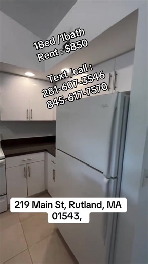 This beautiful one bedroom is ready for move in located at 219 Main St, Rutland, MA 01543, * Rent $850 *Deposit $350 * pets friendly * water included in the rent * Application form required Text / call : 281-607-3546 845-617-7570 #massachusetts #viral #luxuryhomes #rutland #apartment