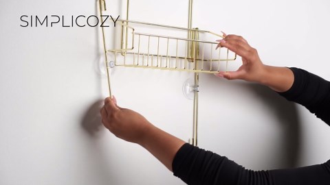 Large Iron Gold Shower Caddy – No Drilling Required – Two-Tier Storage – Razor & Loofah Holders – FINAL INVENTORY - NO RESTOCK