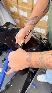 You’ll need to cut reliefs when working the material into areas like a fog light | Aura Premium Vinyl Wrap