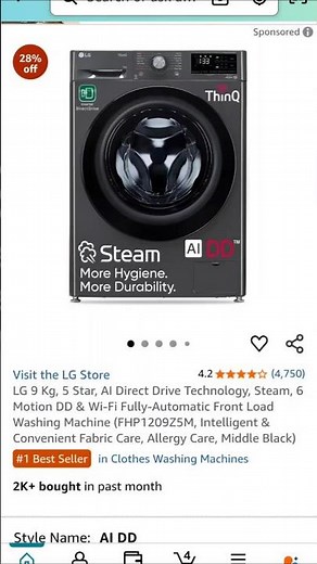 LG 9Kg AI Direct Drive Washing Machine – Steam, Wi-Fi & Allergy Care