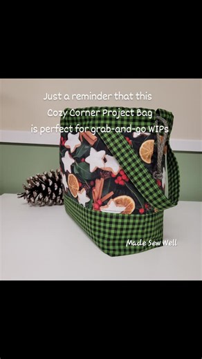 Made Sew Well - Cindy Henderson on Instagram: "This beginner friendly bag will become your favourite project bag.🌟 Rest it on your arm or lap to keep your crafting supplies close by and organized.🧶 The Cozy Corner Project Bag is a free pattern that I was happy to test this week.✂️🪡🧵 The pattern includes colour photos, written and video instructions along with svg files. Here's a link to her pattern https://payhip.com/b/pilGJ AND you know I'm here if you want me to sew one up for you.😊 #cust