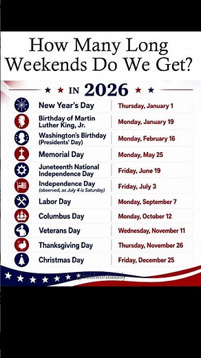 Official US federal holidays calendar! Plan your long weekends perfectly! 📅🇺🇸