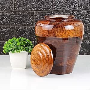 Rosewood Handmade Cremation Urn Unique Design Turn Wood Adult Ash - Male & Female Ashes Premium Quality Human Ash Natural Wood Urn Large - 8 x10 (200) Cubic Inches Decorative Urn