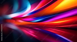 Fluid Neon Waves Abstract, Video animation of abstract piece of artwork Dynamic waves of neon light flow with energy, creating a mesmerizing abstract pattern of color and motion