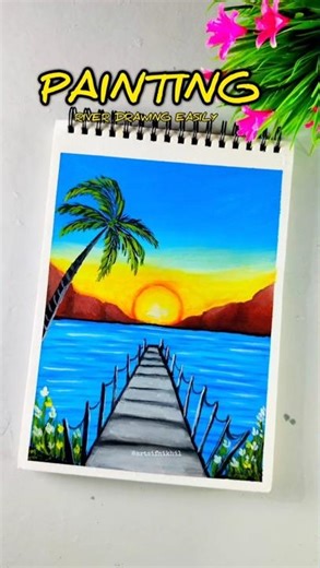 River drawing easily for beginners 🌊✨#shorts #riverdrawing #painting