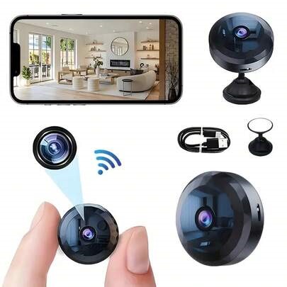 1pc 1080P Full HD Mini Smart Pet Camera, 2.4G Wireless Connection, Rechargeable Battery, Remote Viewing Via Mobile App, Portable Home Security Monitoring Device For Pets, Small Animals, Cats & Dogs (Indoor/Outdoor) | SHEIN