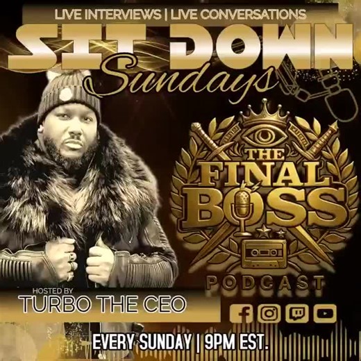 THE ARCHITECT OF #INSIGHT THE VOICE OF THE #VOICELESS I AM HERE #TheFinalBoss Thefinalbosspodcast TheFinalBoss podcast Facebook Spotify for Creators Turbotheceo YouTube StreamYard TikTok Facebook for Creators Instagram LinkedIn Dwight Turbodillard Http://www.thefinalbosspodcast.com 💯THE FINAL BOSS IS BACK! 🔥 ITZ #GOTIME 🎧 SEASON 3 IS HERE 🎧 🎙ARE YOU TUNING IN? WE LIVE AT 9PM EST 💪🏾🤩👇🏾 🚨MONDAY'S -