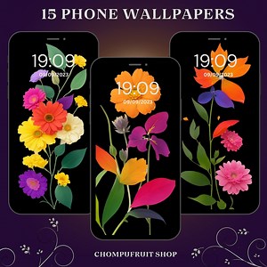 Flower Wallpapers Colorful Flowers Bright Colored Wallpapers for Smartphone iPhone - Etsy Canada