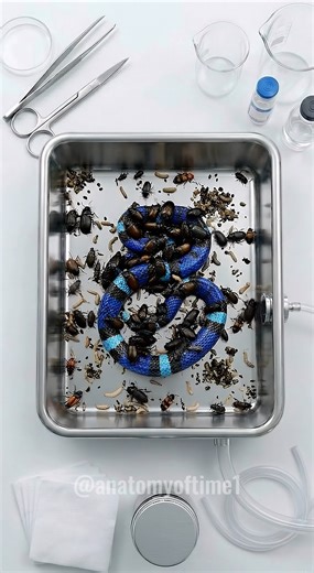 Watching beetles strip a blue snake to the bone in this insane macro time-lapse ⌛🐍 #AnatomyofTime