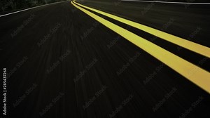 Front pov view of fast car driving on asphalt road