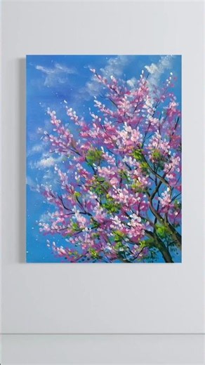 Easy Cherry Blossom Tree Acrylic Painting Tutorial for Beginners