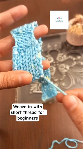 How to weave in with short yarn left for beginners #knitting #weavein #bow