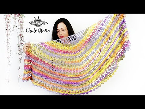 CHALE demi lune "otoño" au crochet parfait pour l'automne