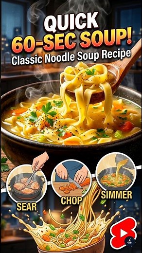 The Ultimate 60-Second Chicken Noodle Soup Recipe 🍗🍜 #comfortfood