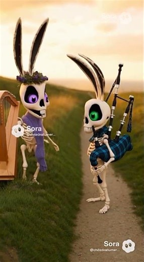 Randy and Bonnie Rabbit stop by the Harp on the way home to play a Scottish ditty with the bagpipes