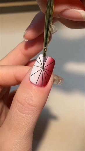 Red 🍒 & Black 🖤 Line Nail Art | Super Stylish & Easy Nail Design #Shorts #nailqueenshorts