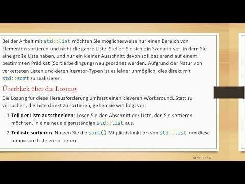 Wie man std::list in C+ + teilweise sortiert, ohne sie in einen Vektor umzuwandeln
