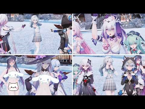 [MMD] スノーハレ－ション | キャストリス, サフェル, ホタル, キュレネ, セイレンス, マダム・ヘルタ, フォフォ, ロビン, 長夜月 | 崩壊：スターレイル [4K60FPS]